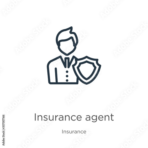 Insurance agent icon. Thin linear insurance agent outline icon isolated on white background from insurance collection. Line vector insurance agent sign, symbol for web and mobile