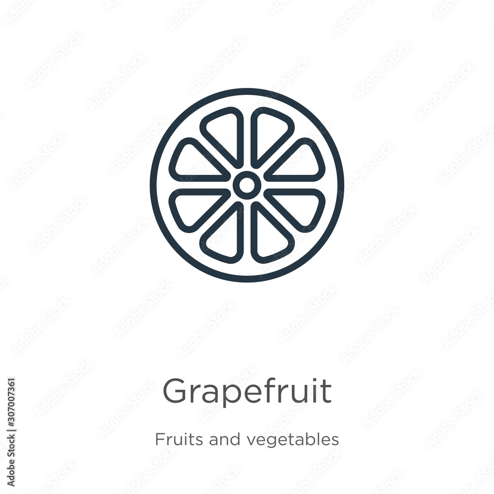 Grapefruit icon. Thin linear grapefruit outline icon isolated on white background from fruits and vegetables collection. Line vector grapefruit sign, symbol for web and mobile