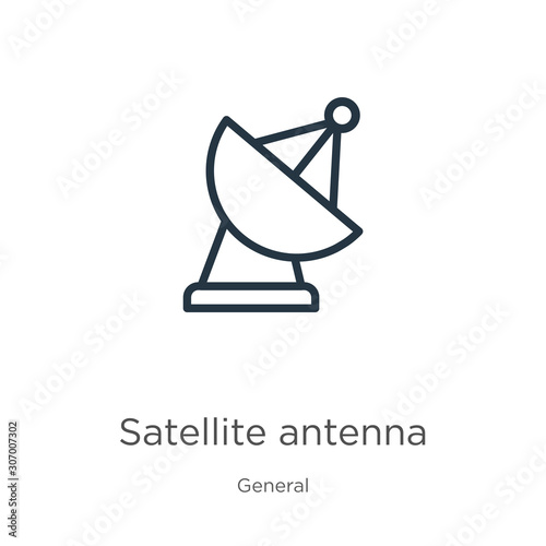 Satellite antenna icon. Thin linear satellite antenna outline icon isolated on white background from general collection. Line vector satellite antenna sign, symbol for web and mobile