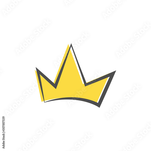 Golden crown vector icon. Hand made illustration isolated