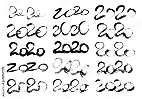 2020 black grunge lettering and hand drawn numbers