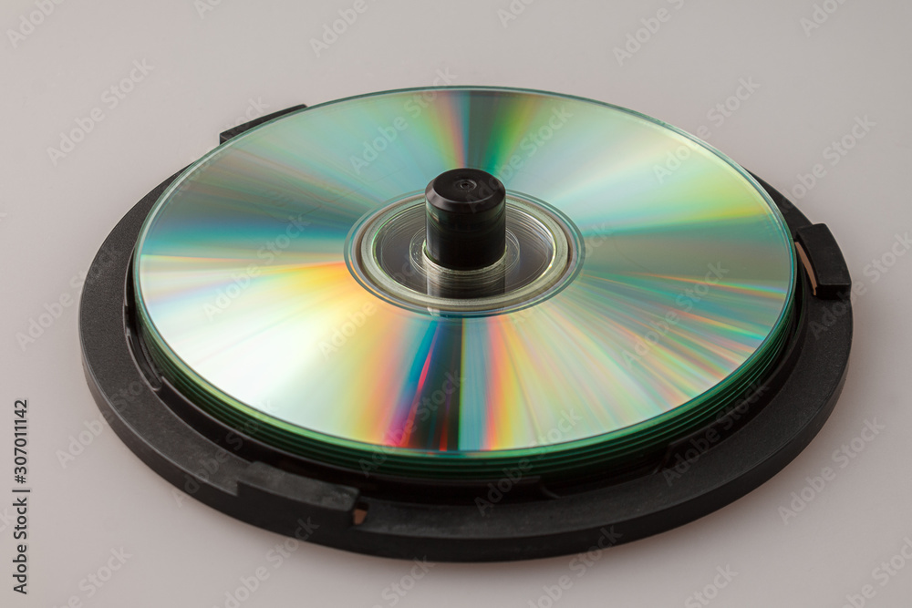 pack in box CD isolated on grey background close up pack in box CD isolated on grey background close up