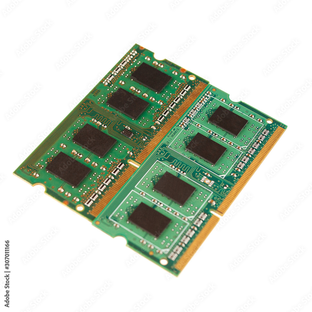 RAM, operative memory for notebook or laptop computer, monoblock, isolated on white background RAM, operative memory for notebook or laptop computer, monoblock, isolated on white background