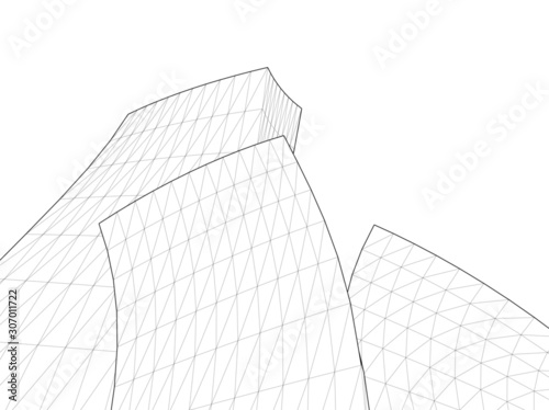 modern architecture building 3d illustration