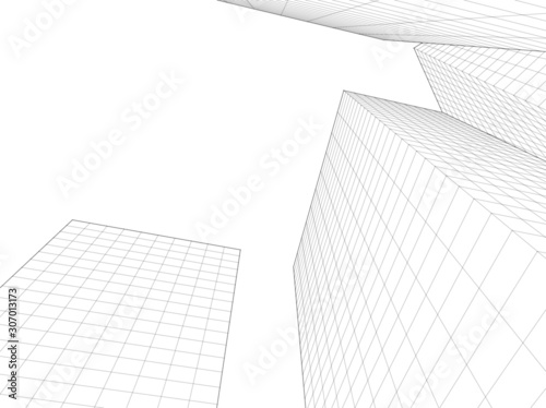modern architecture building 3d illustration