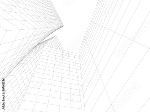 modern architecture building 3d illustration