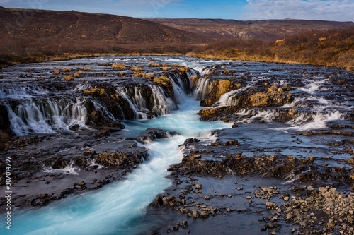 Fototapeta Naklejka Na Ścianę i Meble -  The beautifull Bruarfoss blue waterfall in Iceland