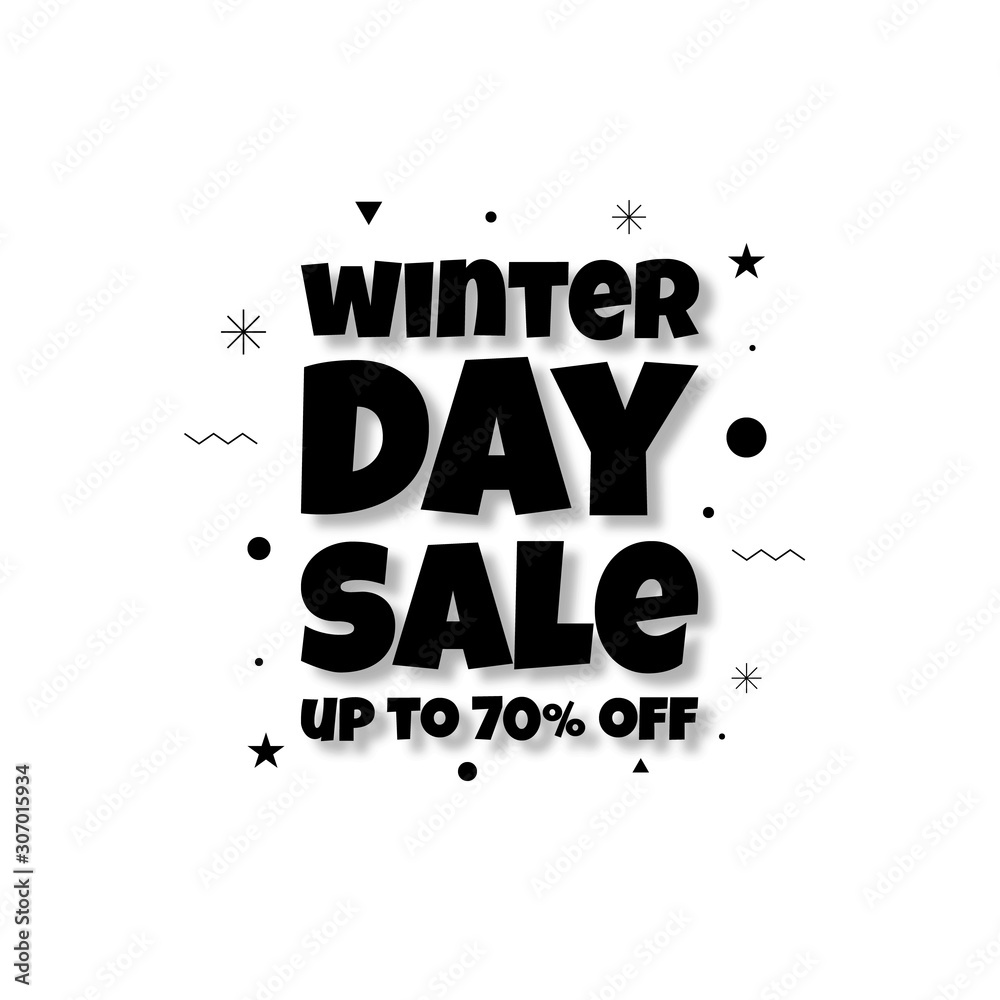 Fototapeta The background for Winter sale in a minimalist modern style and vintage memphis elements in black and white. This background is used for posters, banners, flyers and leaflets.