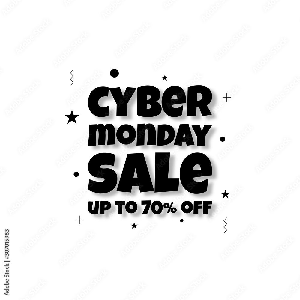 Fototapeta The background for Cyber Monday sale in a minimalist modern style and vintage memphis elements in black and white. This background is used for posters, banners, flyers and leaflets.