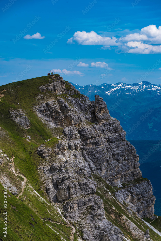 Naklejka premium view to the peak of niederer burgstall in the stubai valley tyrol