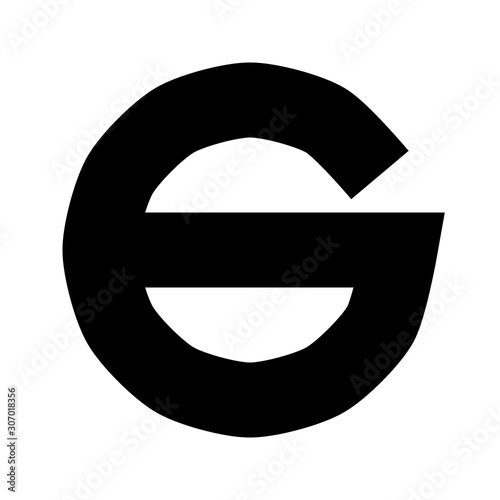 Letters and numbers - simple circle font - black number 6 - vector