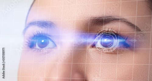 the concept of a retinal scan, augmented reality, the technology of optometry, biometrics