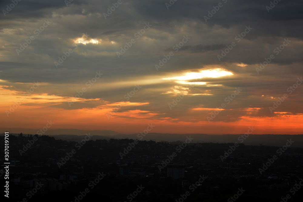 beautiful sunset over the city  Novo Hamburgo , Rio Grande do Sul, Brazil 