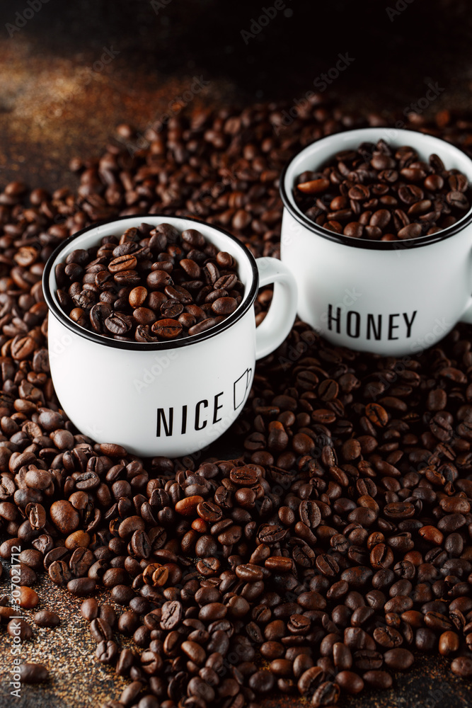 Fototapeta premium Black coffee beans studio shot.