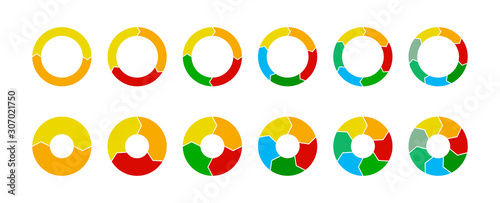 Round infographic elements and pie charts