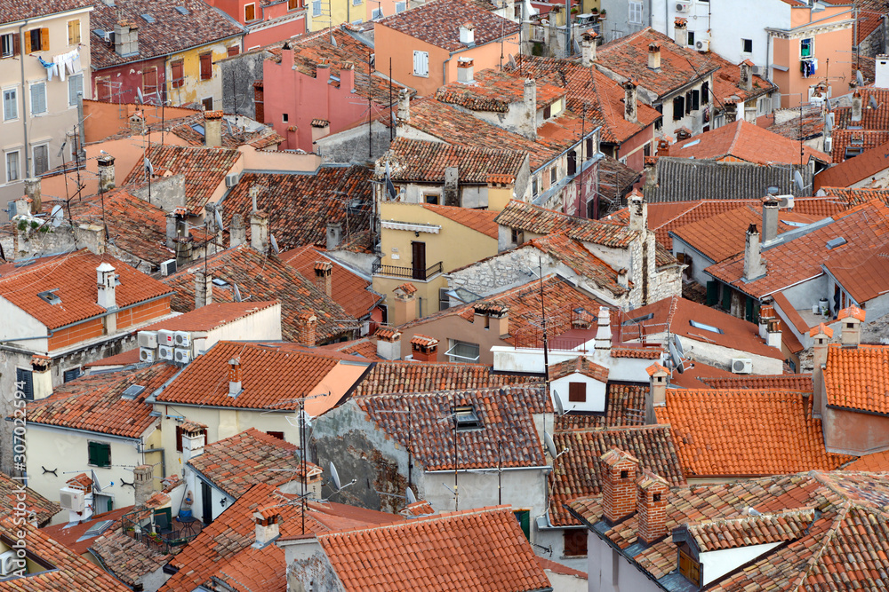 Obraz premium view over the roofs of old town Dubrovnik with it's narrow streets