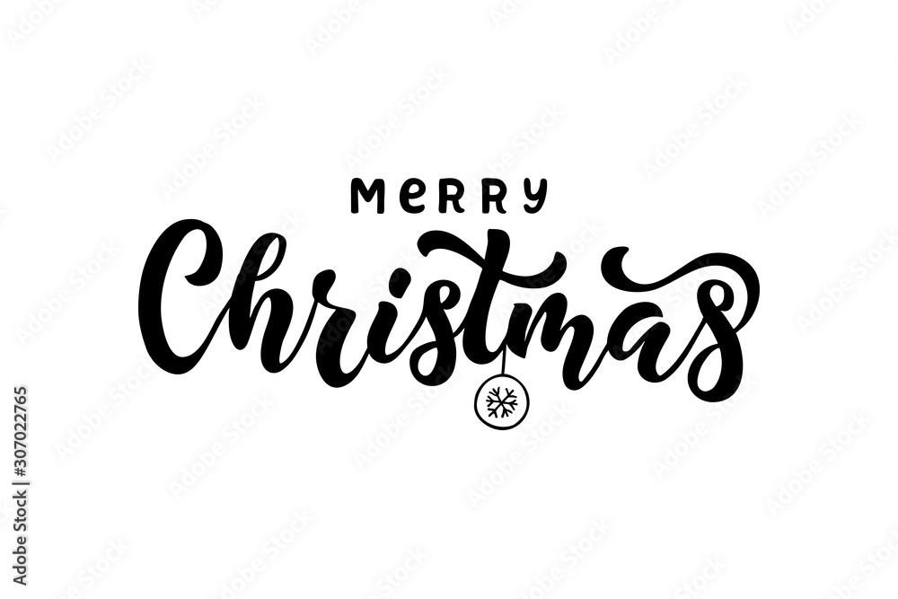 Merry Christmas - handwritten lettering calligraphy for postcard, invitation, print, poster, banner, web.