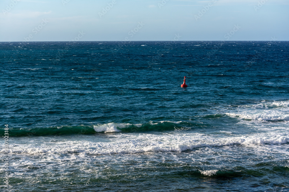 View at Mediterranean sea with red buoy