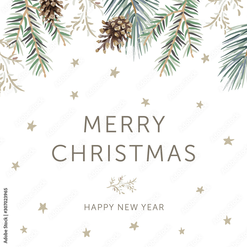 Merry Christmas And Happy New Year Card Background