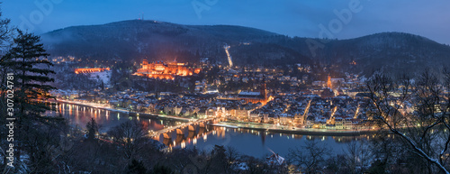Panoramic view of Heidelberg in winter
