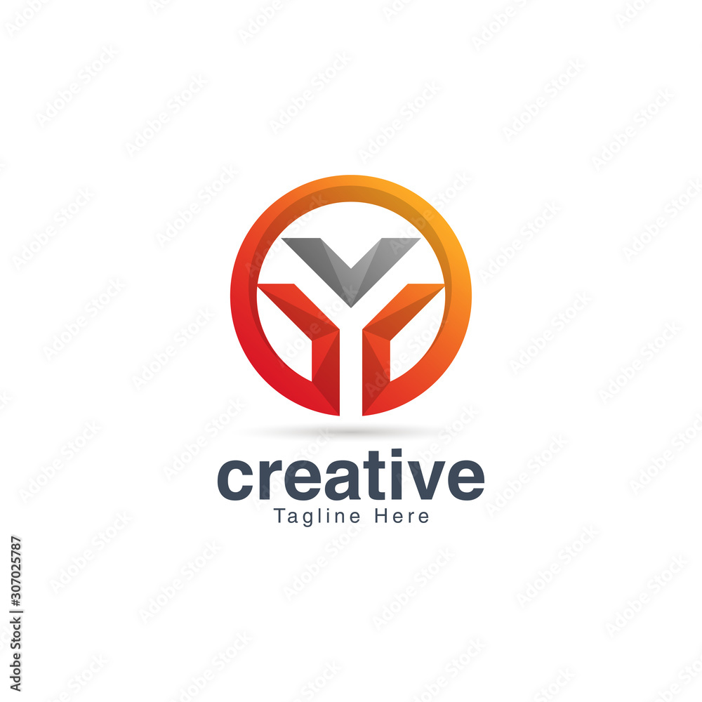 Negative Space Letter Y Logo Design Vector Template Negative Space Letter Y Logo Design Vector Template