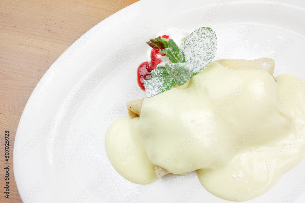 Dessert on a restaurant table Dessert on a restaurant table