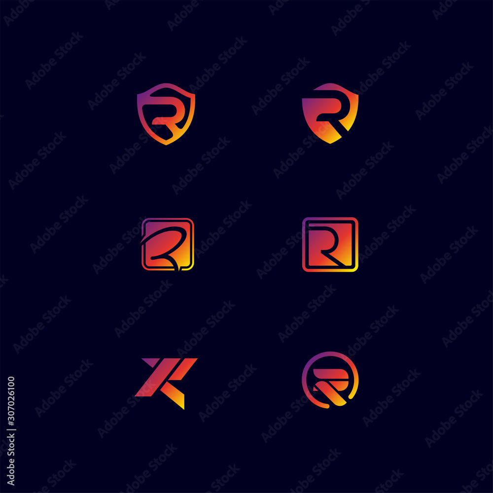Monogram Letter R Logo Design Vector Bundling Monogram Letter R Logo Design Vector Bundling