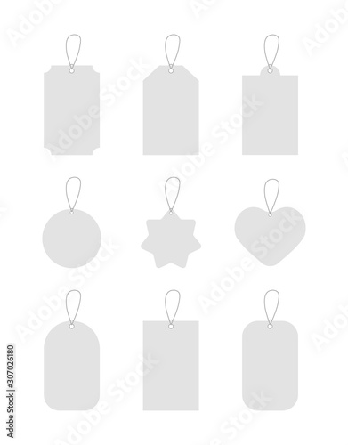 Set of blank vintage frames. Gift tags. Paper labels. Flat design. isolated vectors.