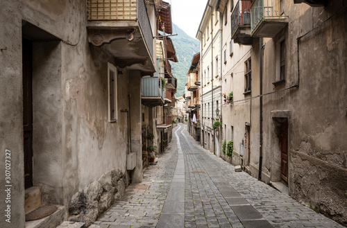 a street in Donnas town, Aosta Valley, Italy