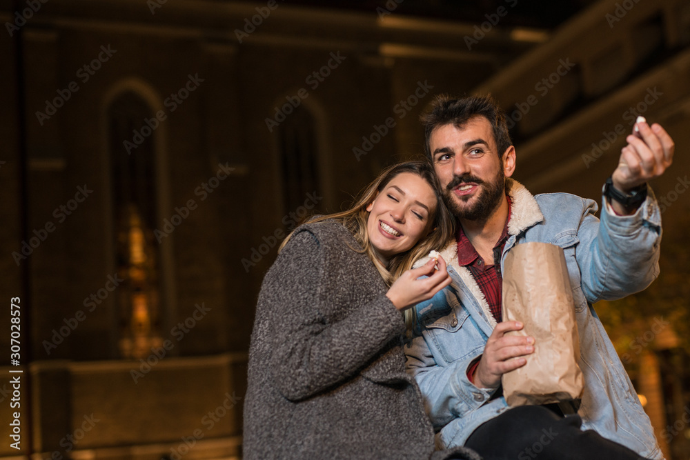 close up of a young couple enjoying time together in the evening