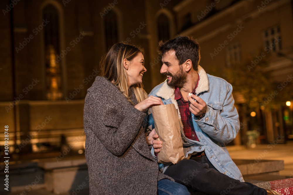 close up of a young couple enjoying time together in the evening close up of a young couple enjoying time together in the evening