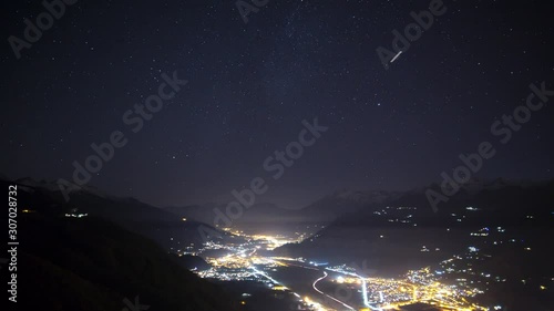 Timelapse over the highway on night photo