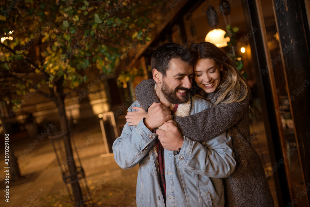 close up of a young couple enjoying time together in the evening