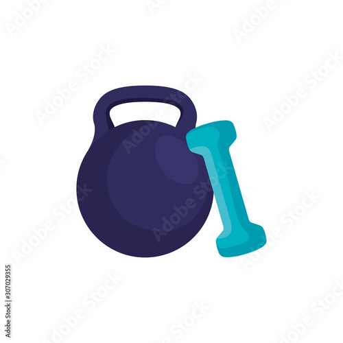 set of dumbbell equipment gym isolated icon vector illustration design