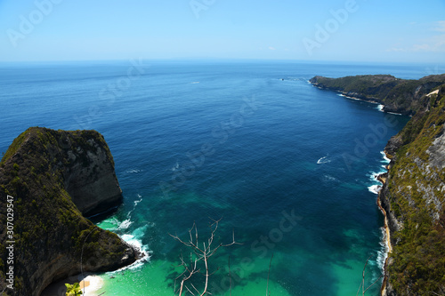 Sea and rocks, Kelingking Beach, West Coast of Nusa Penida Island, Bali.