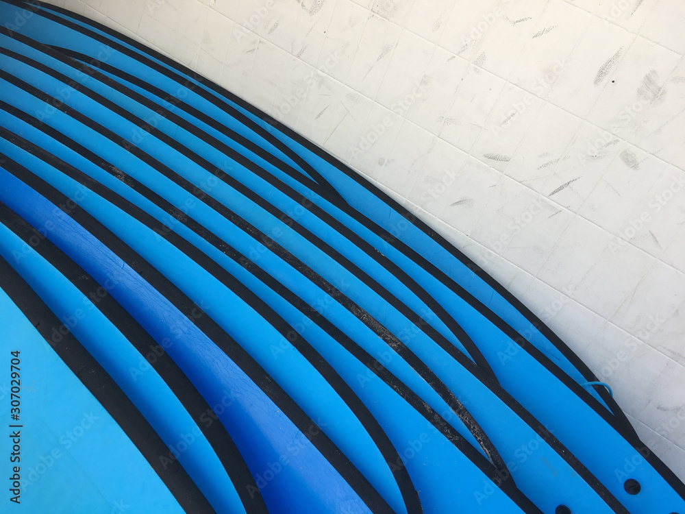 Obraz premium Blue Surfboard Stack. Minimal Aesthetic.
