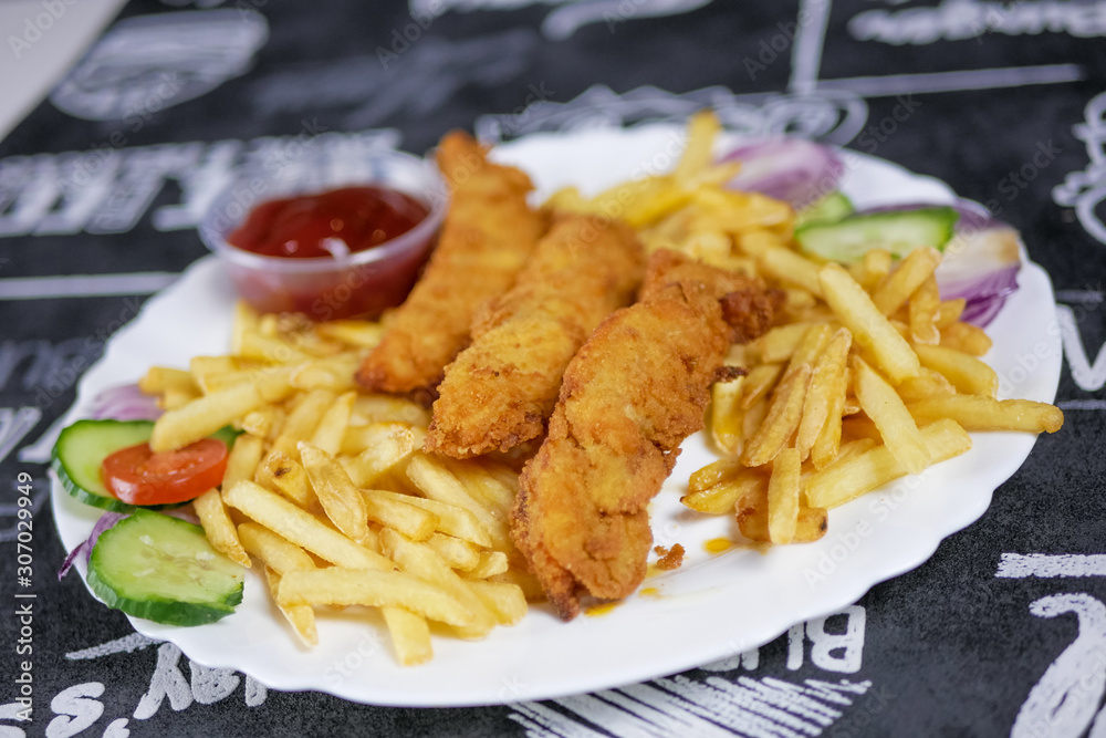 Fast food on a restaurant table Fast food on a restaurant table