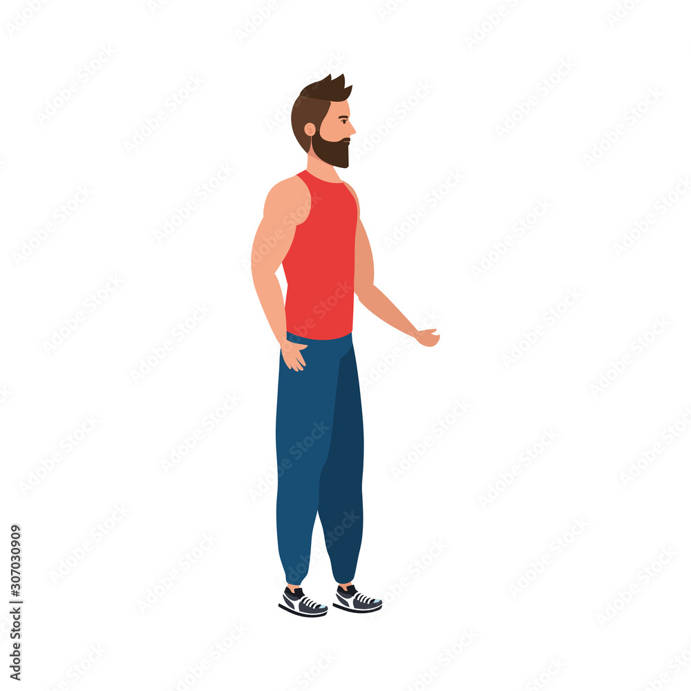 young man athlete avatar character vector illustration design
