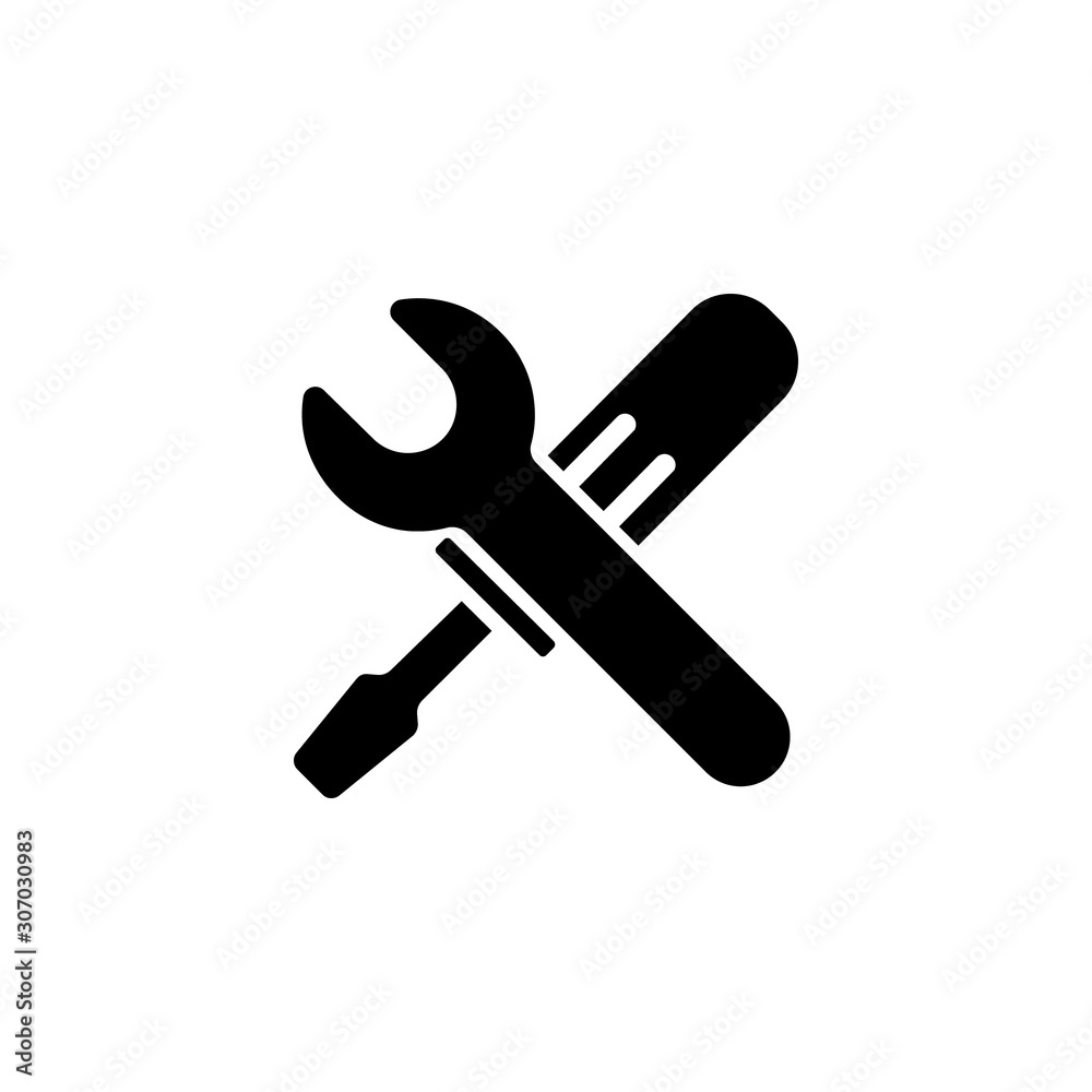  Screwdriver and wrench. Tools icon isolated on white background