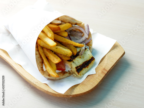 Gyros on a restaurant table