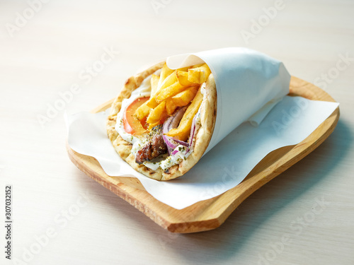 Gyros on a restaurant table