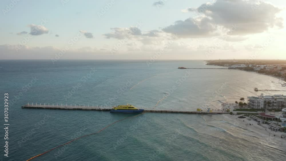 Sitting Absolutely Still Above the Ocean - Large Ferry in Center Sitting Absolutely Still Above the Ocean - Large Ferry in Center