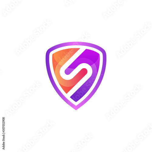 Letter S With Shield Logo Vector Template