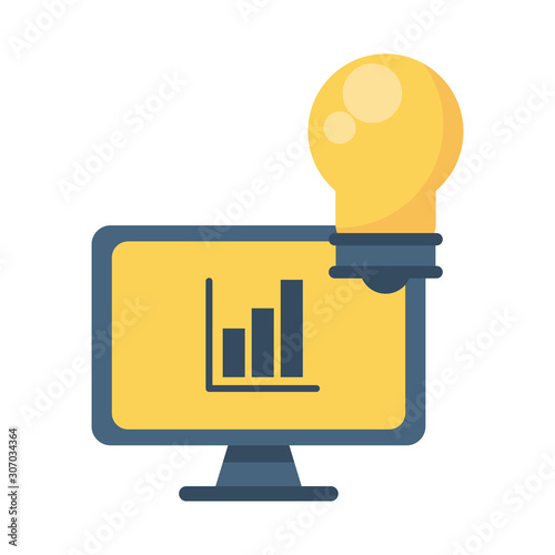 bulb light with desktop and statistics