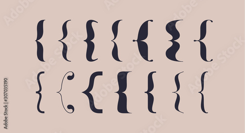 Bracket, braces, parentheses. Typography set of curly brackets