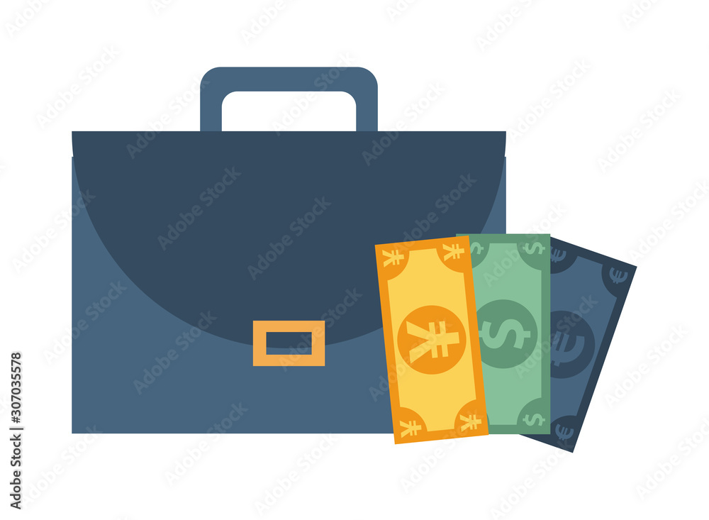 portfolio briefcase with money bills