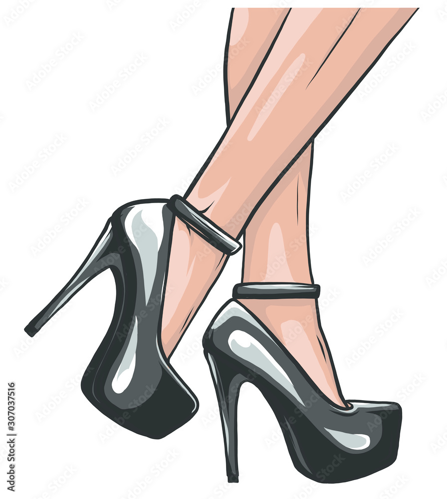 Sexy legs with black high heels vector illustration Stock Vector ...