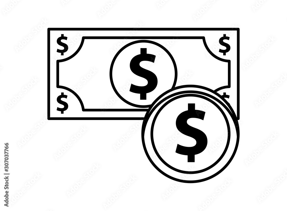 bill and coin money dollars icon bill and coin money dollars icon