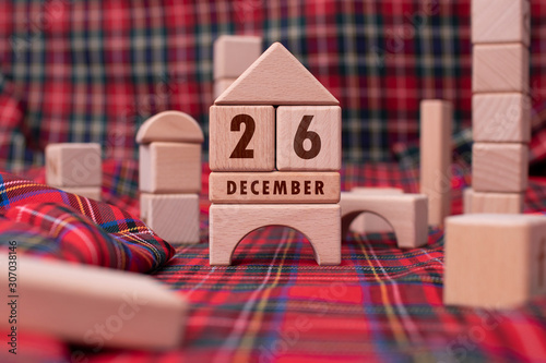 December 26 written with wooden blocks