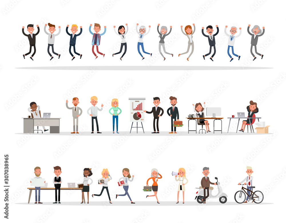 Set of business people working in office character vector design no3 Set of business people working in office character vector design no3